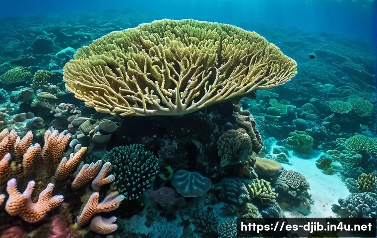 지부티와 홍해 지역의 해양 생태학 - A vibrant underwater scene showcasing the unique biodiversity of Djibouti’s coastal waters in the Re...