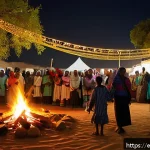 지부티 크리스마스와 신년 축하 - A vibrant community celebration in Djibouti during Christmas and New Year, featuring families and ne...