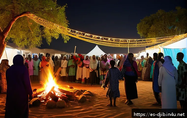 지부티 크리스마스와 신년 축하 - A vibrant community celebration in Djibouti during Christmas and New Year, featuring families and ne...
